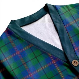 Scottish Carmichael Modern Clan Crest Tartan V neck Knitted Fleece Cardigans