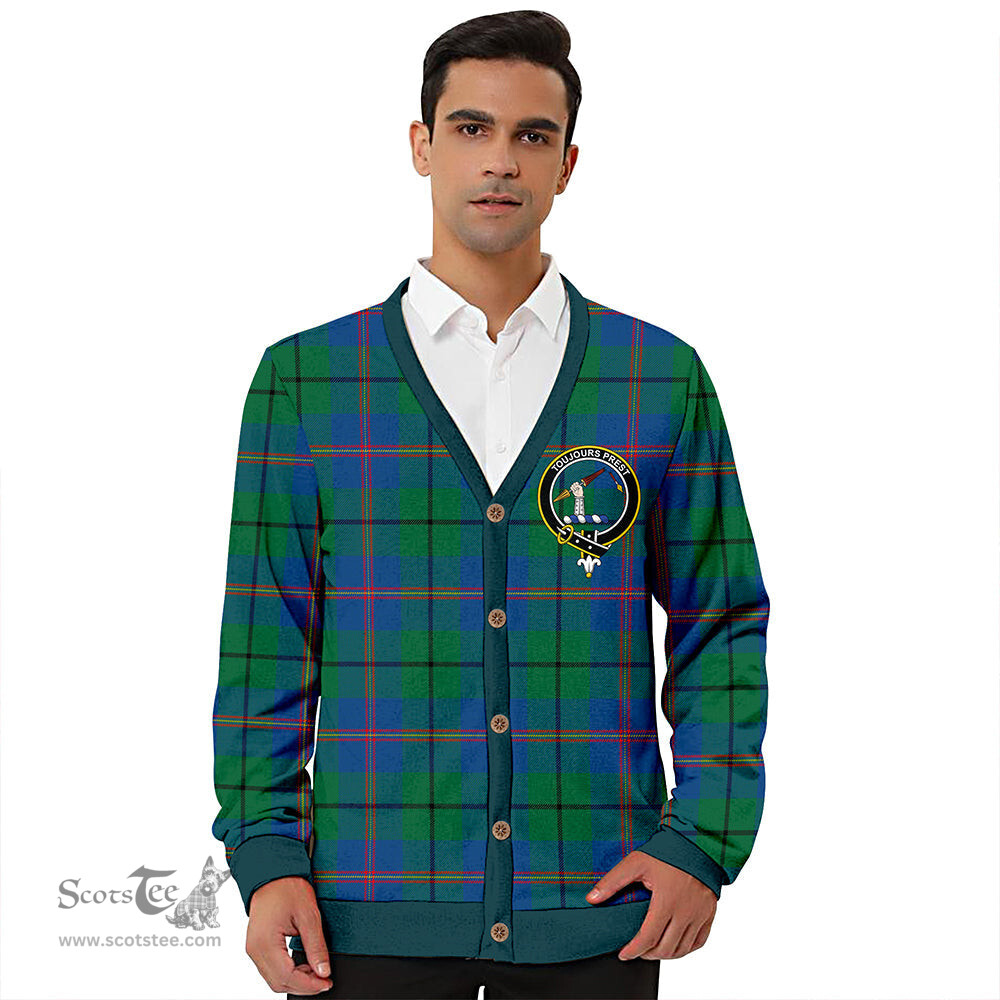 Scottish Carmichael Modern Clan Crest Tartan V neck Knitted Fleece Cardigans