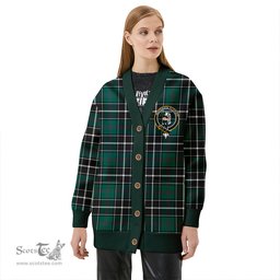 Scottish Cleghorn Modern Clan Crest Tartan V neck Knitted Fleece Cardigans