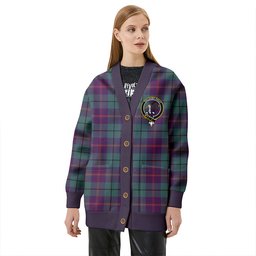 Scottish Carmichael Weathered 2 Clan Crest Tartan V neck Knitted Fleece Cardigans