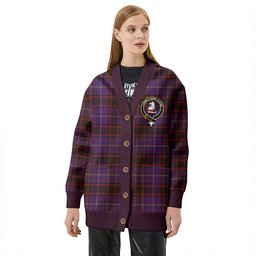 Scottish Home Weathered Clan Crest Tartan V neck Knitted Fleece Cardigans