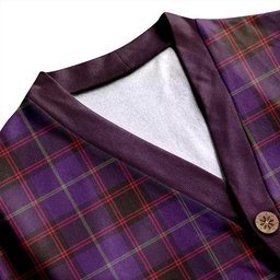 Scottish Home Weathered Clan Crest Tartan V neck Knitted Fleece Cardigans