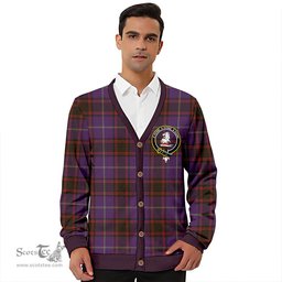Scottish Home Weathered Clan Crest Tartan V neck Knitted Fleece Cardigans