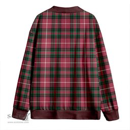 Scottish Hunter of Bute (Hunter Maroon) Ancient Clan Crest Tartan V neck Knitted Fleece Cardigans