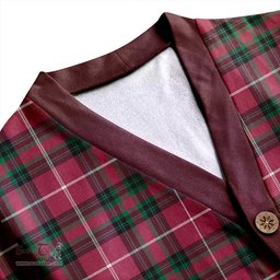Scottish Hunter of Bute (Hunter Maroon) Ancient Clan Crest Tartan V neck Knitted Fleece Cardigans