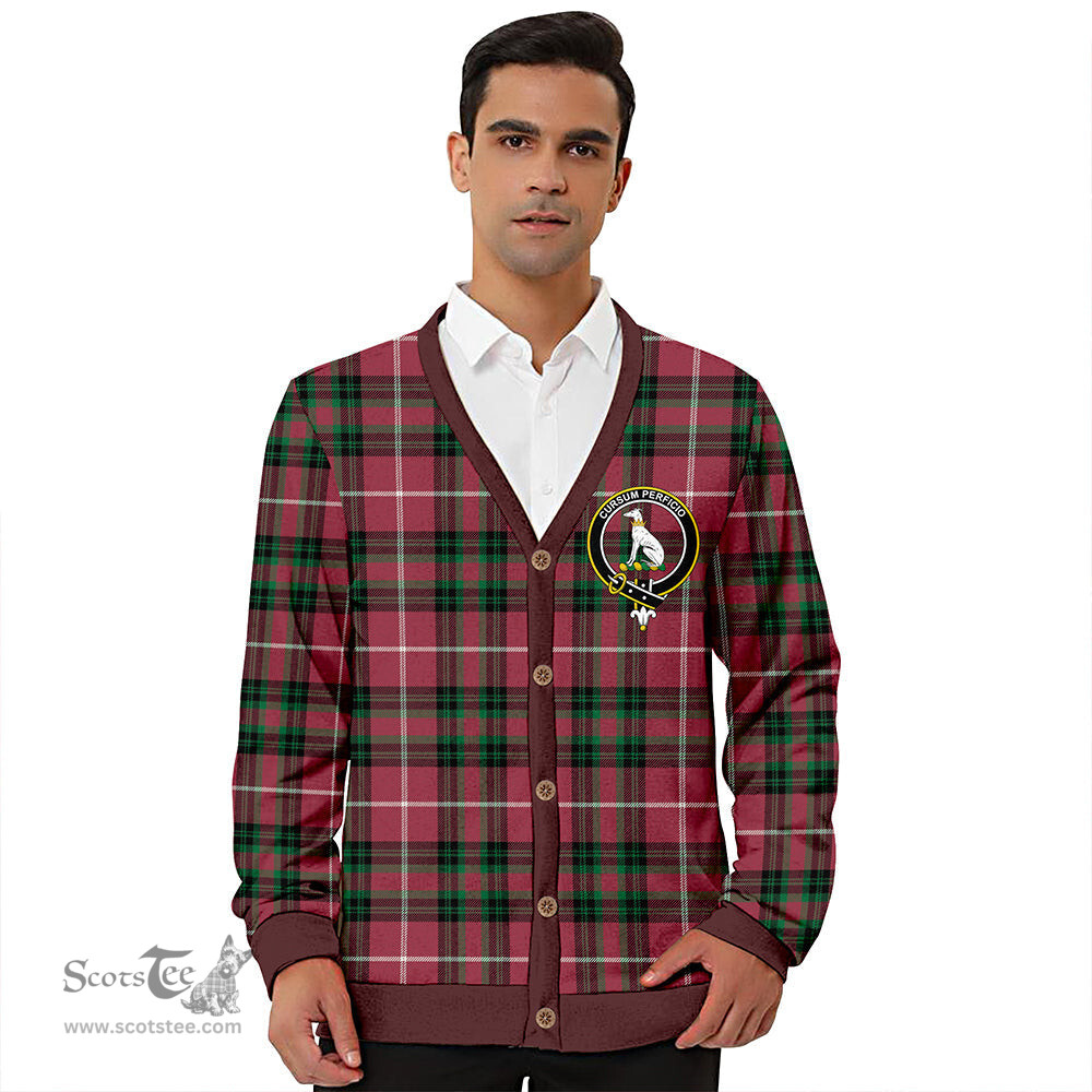 Scottish Hunter of Bute (Hunter Maroon) Ancient Clan Crest Tartan V neck Knitted Fleece Cardigans