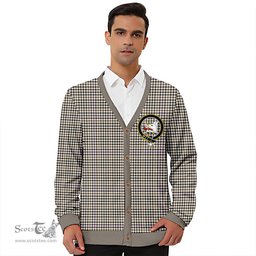 Scottish Halliday (Holliday) Weathered Clan Crest Tartan V neck Knitted Fleece Cardigans