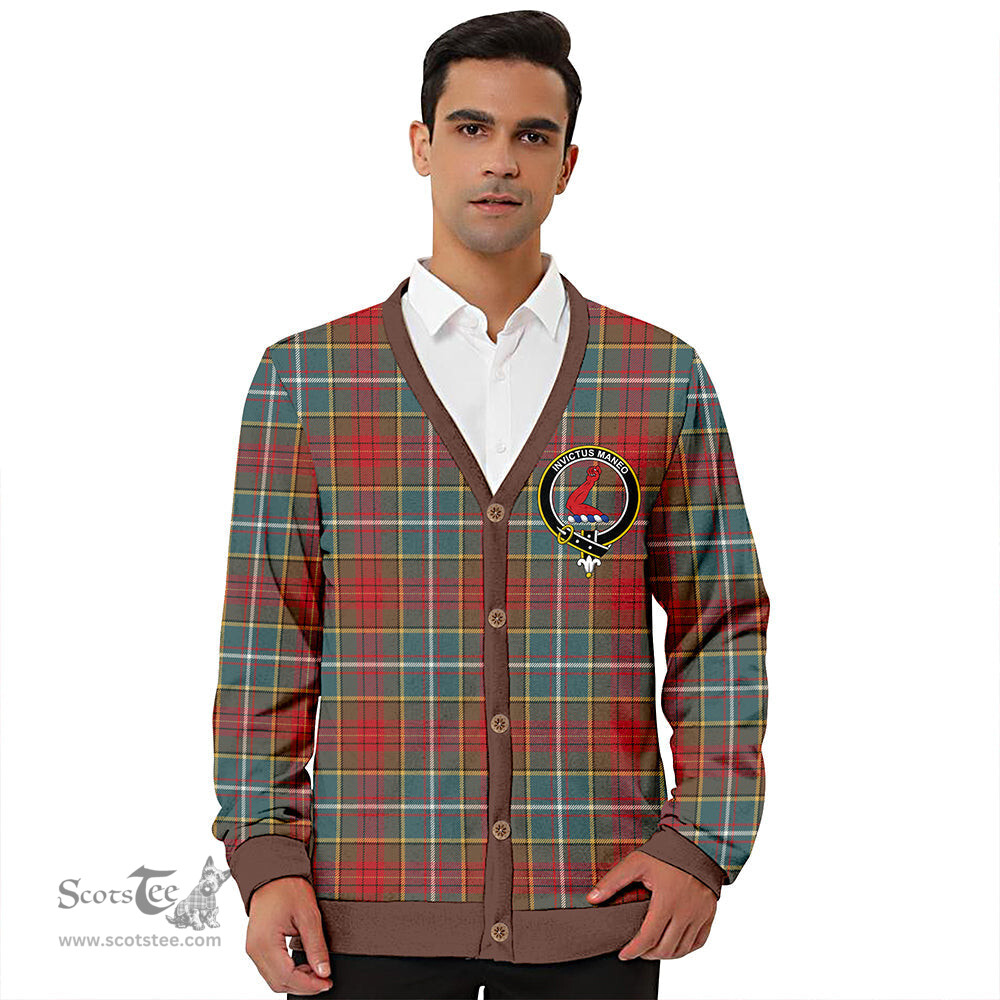 Scottish Crozier Weathered Clan Crest Tartan V neck Knitted Fleece Cardigans