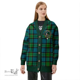 Scottish Fletcher Family Ancient Clan Crest Tartan V neck Knitted Fleece Cardigans