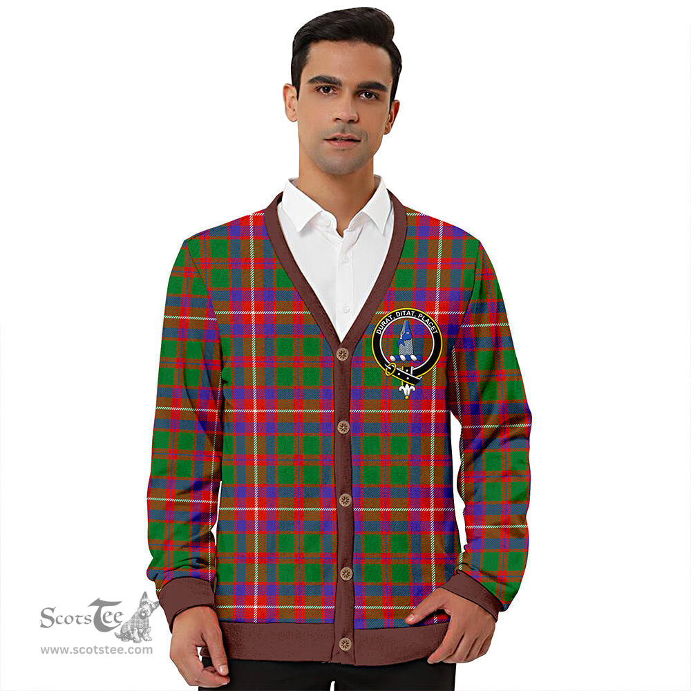 Scottish Geddes Ancient Clan Crest Tartan V neck Knitted Fleece Cardigans