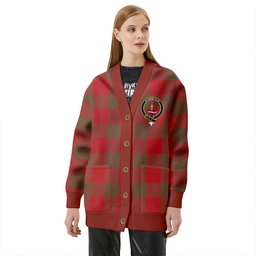 Scottish Erskine Clan Crest Tartan V neck Knitted Fleece Cardigans