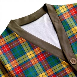 Scottish Buchanan Ancient Clan Crest Tartan V neck Knitted Fleece Cardigans