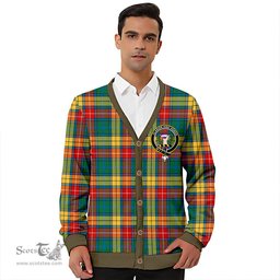 Scottish Buchanan Ancient Clan Crest Tartan V neck Knitted Fleece Cardigans