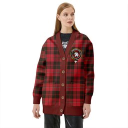 Scottish Cunningham Weathered Clan Crest Tartan V neck Knitted Fleece Cardigans