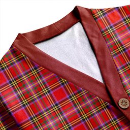 Scottish Hepburn Ancient Clan Crest Tartan V neck Knitted Fleece Cardigans