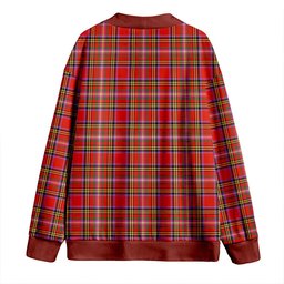 Scottish Hepburn Ancient Clan Crest Tartan V neck Knitted Fleece Cardigans