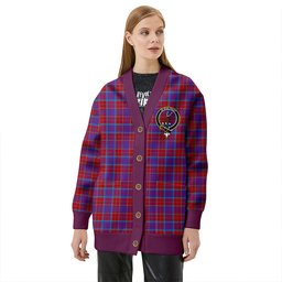 Scottish Fraser of Reelig Modern Clan Crest Tartan V neck Knitted Fleece Cardigans