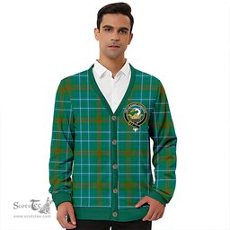 Scottish Edmonstone Modern Clan Crest Tartan V neck Knitted Fleece Cardigans