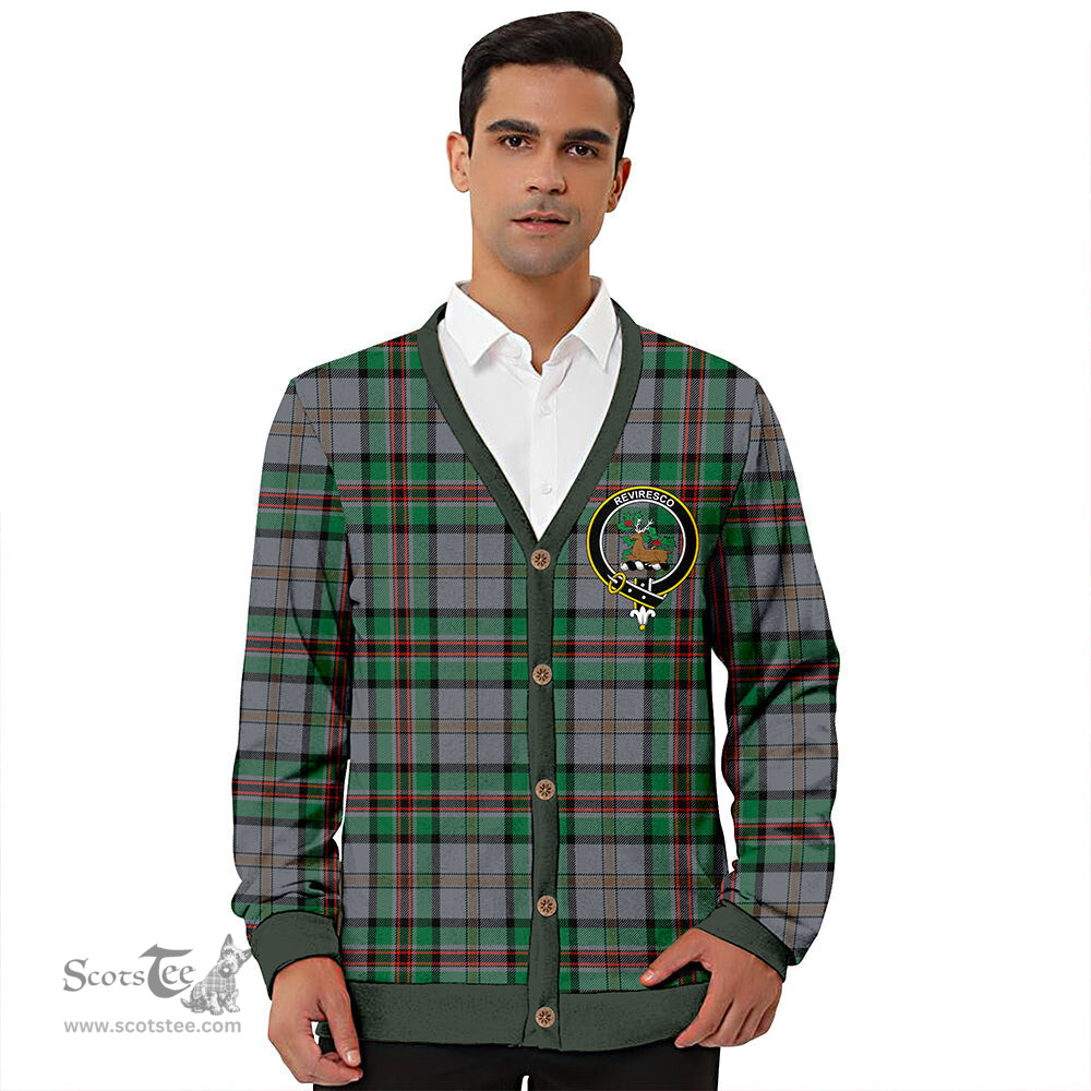 Scottish Dinwoodie Ancient Clan Crest Tartan V neck Knitted Fleece Cardigans