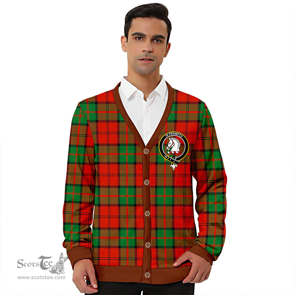 Scottish Dunbar Ancient Clan Crest Tartan V neck Knitted Fleece Cardigans