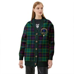 Scottish Forsyth Modern Clan Crest Tartan V neck Knitted Fleece Cardigans