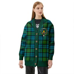 Scottish Dundas Ancient Clan Crest Tartan V neck Knitted Fleece Cardigans
