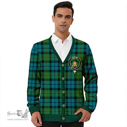 Scottish Dundas Ancient Clan Crest Tartan V neck Knitted Fleece Cardigans