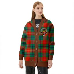 Scottish Douglas of Roxburgh Ancient Clan Crest Tartan V neck Knitted Fleece Cardigans