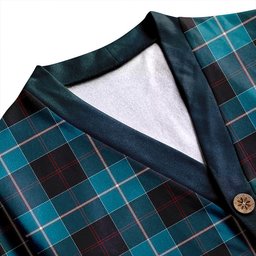 Scottish Dunlop Ancient Clan Crest Tartan V neck Knitted Fleece Cardigans