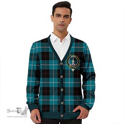 Scottish Dunlop Ancient Clan Crest Tartan V neck Knitted Fleece Cardigans