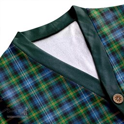 Scottish Dyce Ancient Clan Crest Tartan V neck Knitted Fleece Cardigans
