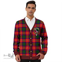 Scottish Hopkirk Clan Crest Tartan V neck Knitted Fleece Cardigans