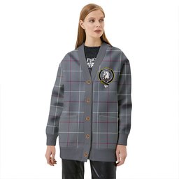 Scottish Dunbar of Pitgaveny Weathered Clan Crest Tartan V neck Knitted Fleece Cardigans
