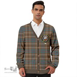 Scottish Duncan Weathered Clan Crest Tartan V neck Knitted Fleece Cardigans