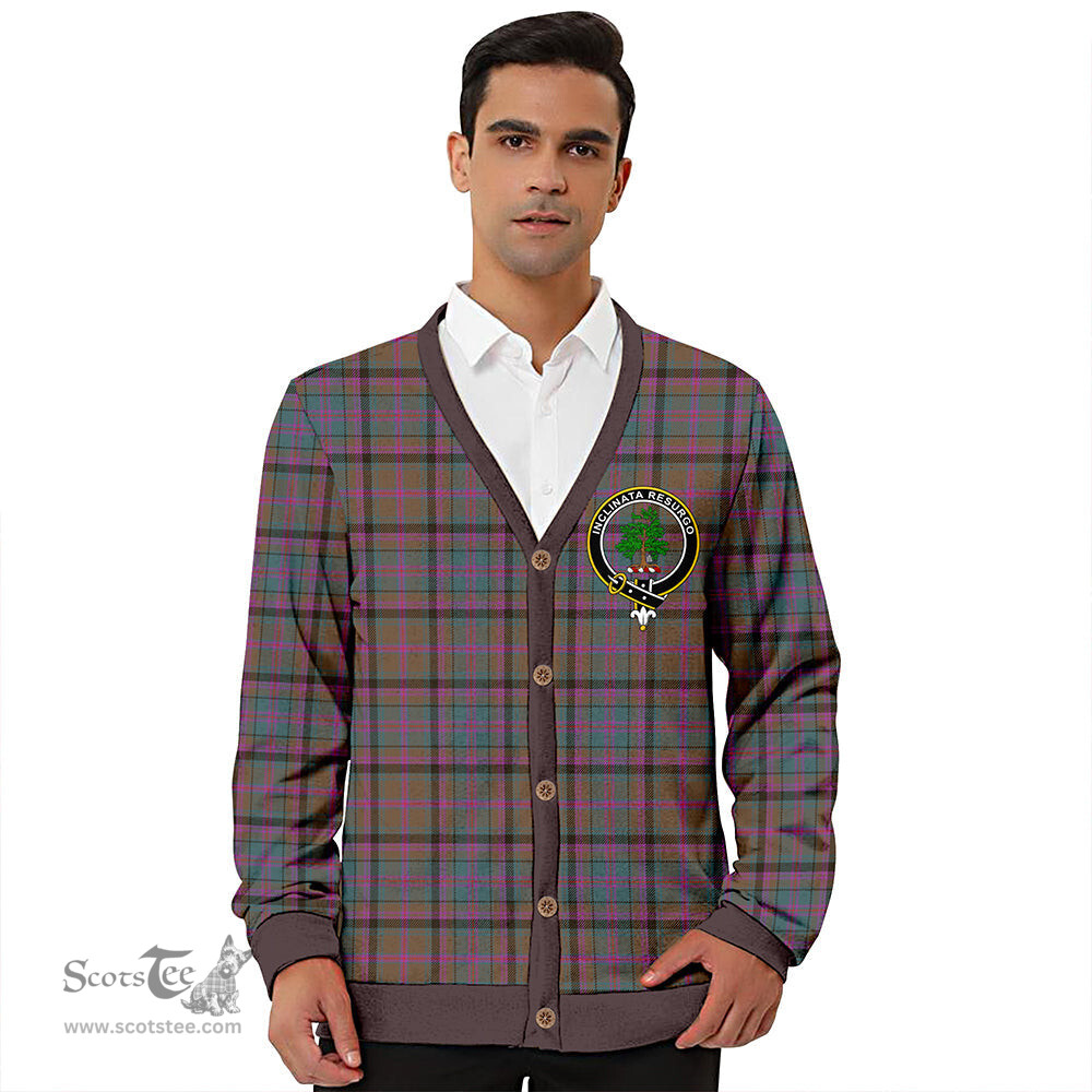 Scottish Cooper Weathered Clan Crest Tartan V neck Knitted Fleece Cardigans