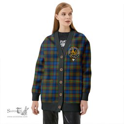 Scottish Gillies Modern Clan Crest Tartan V neck Knitted Fleece Cardigans