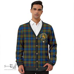 Scottish Gillies Modern Clan Crest Tartan V neck Knitted Fleece Cardigans