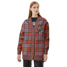 Scottish Dalrymple of Castleton Weathered Clan Crest Tartan V neck Knitted Fleece Cardigans