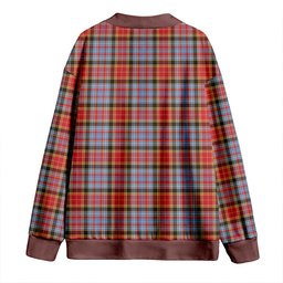 Scottish Dalrymple of Castleton Weathered Clan Crest Tartan V neck Knitted Fleece Cardigans