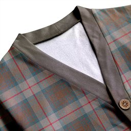 Scottish Cranston Weathered Clan Crest Tartan V neck Knitted Fleece Cardigans