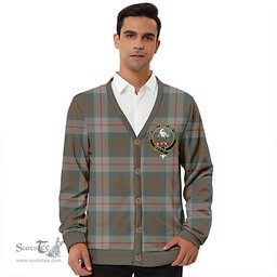 Scottish Cranston Weathered Clan Crest Tartan V neck Knitted Fleece Cardigans