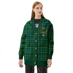 Scottish Gordon Ancient Clan Crest Tartan V neck Knitted Fleece Cardigans