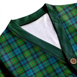 Scottish Gordon Ancient Clan Crest Tartan V neck Knitted Fleece Cardigans