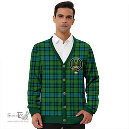 Scottish Gordon Ancient Clan Crest Tartan V neck Knitted Fleece Cardigans