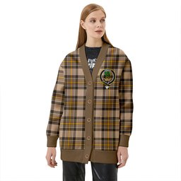 Scottish Hamilton of Brandon Weathered Clan Crest Tartan V neck Knitted Fleece Cardigans