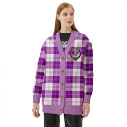 Scottish Erskine Red Clan Crest Tartan V neck Knitted Fleece Cardigans