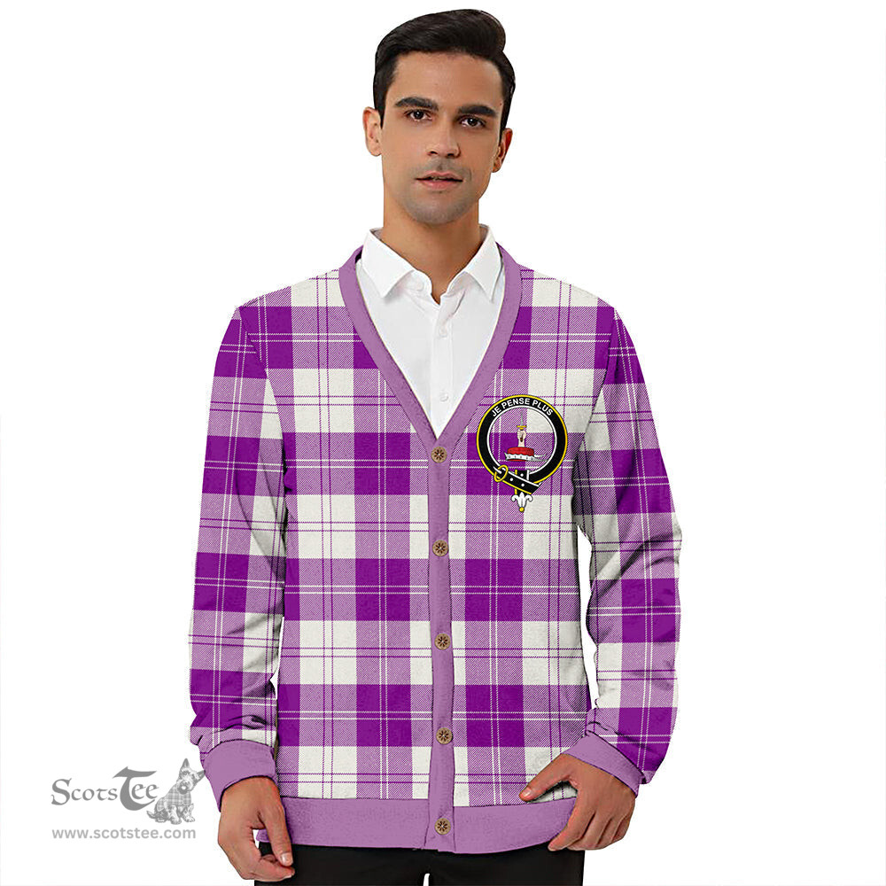 Scottish Erskine Red Clan Crest Tartan V neck Knitted Fleece Cardigans