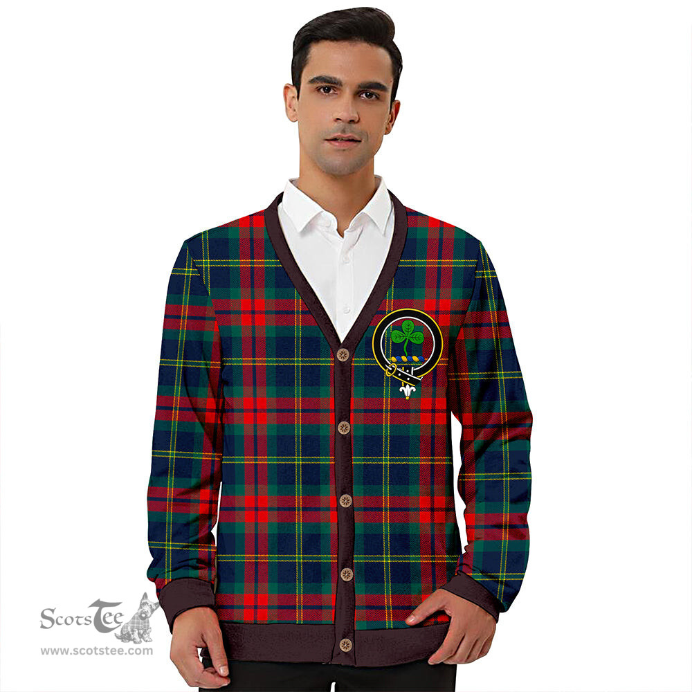 Scottish Harvey Modern Clan Crest Tartan V neck Knitted Fleece Cardigans