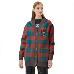 Scottish Fraser of Boblainy Hugh Ancient Clan Crest Tartan V neck Knitted Fleece Cardigans