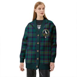 Scottish Hunter of Hunterston (Michael of Hunterston) Modern Clan Crest Tartan V neck Knitted Fleece Cardigans